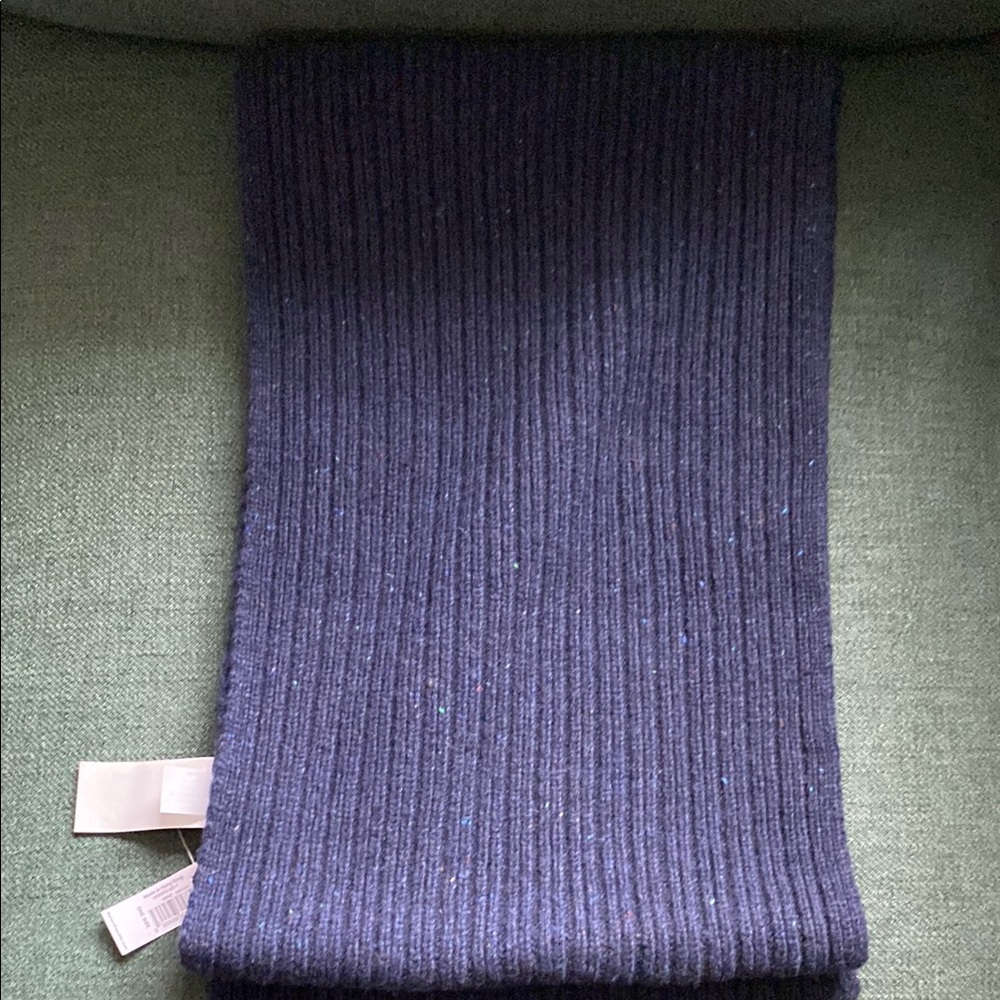 Ribbed Knit Scarf in Deep Blue